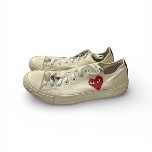 Comme des Garcons Cream Sneakers with Red Heart